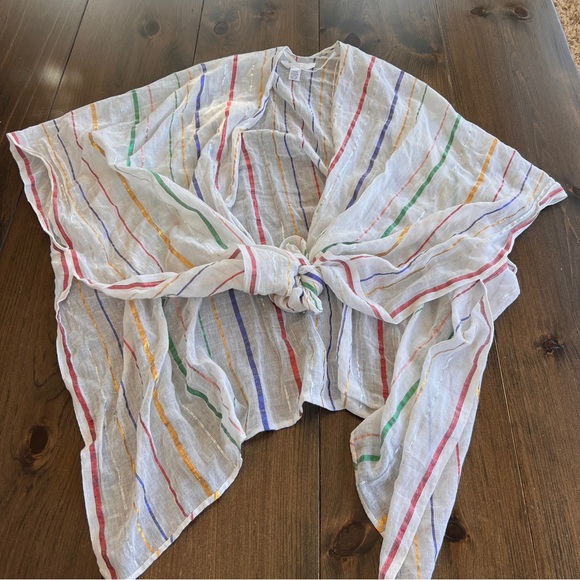 LC Lauren Conrad Metallic Striped Ruana/Coverup/Wrap - Picture 3 of 4